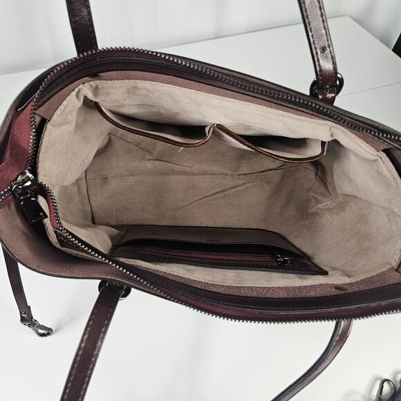 Large Leather Tote Brown Genuine Leather Side Bags Burgundy Classic - Picture 11 of 11